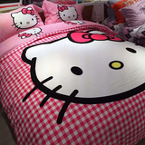 磨毛纯棉超细柔卡通可爱KT猫kitty 秋冬保暖加厚四件套床上用品