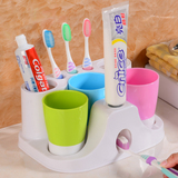 俏朵 带挤牙膏器三口之家卫生间洗漱套装 浴室牙刷架 家庭牙具座