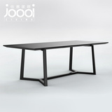 设计师家具小户型餐桌现代简约创意榆木面板原木长方餐饮桌咖啡桌