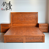 中式雕花实木双人床1.8米单人床1.2米老榆木明清实木床可定制