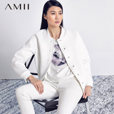 Amii[极简主义]秋装新款运动棒球服大码空气层外套女