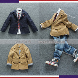 2015外贸最新款春季双层薄款男童西装 儿童柔软舒适修身薄外套