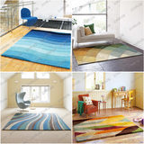 简约时尚客厅茶几卧室地毯 北欧加厚纯色波浪纹美式乡村床边毯