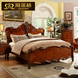 雅居格美式实木床美式乡村双人床1.8 1.5米欧式床大床家具E5301
