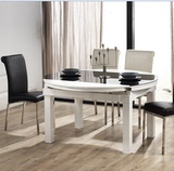 餐桌现代时尚简约大理石餐台伸缩折叠多功能钢化玻璃餐桌椅组合