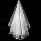 单层粘珍珠新娘婚纱韩式头纱1.5米 婚纱头饰头纱 新娘面纱白纱短