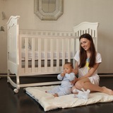 贝乐堡莫奈花园婴儿床实木床儿童床带抽屉送小护栏床垫可变摇床