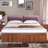 格林安 卧室1.8双人床大床现代简约板式软包高箱床抽屉储物收纳床