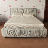 时尚新款 简约现代风格 褶皱布艺床 卧室婚房舒适软床 布套可拆洗