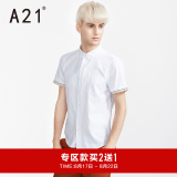 A21男装修身型短袖牛津纺衬衫 纯棉青少年男士衬衫短袖 薄款寸衣