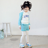 2016春装新款童装韩国女童运动套装长袖连帽卫衣上衣长裤两件套装