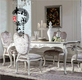 新古典家具欧式餐桌椅酒店组合家具 烤漆实木雕花长桌西式餐桌椅