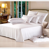 医院酒店医用纯棉床单被罩被套枕套三四件套床上用品病房白色缎条