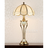 高档纯铜台灯美式欧式简约大号客厅灯具玉石创意全铜台灯玻璃灯罩