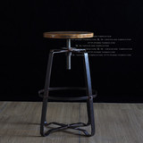 安居幸福LOFT美式乡村复古铁艺吧台椅做旧螺旋升降椅凳子椅子实木
