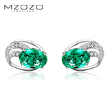 MZOZO/麦珠珠3.6克拉天然祖母绿宝石耳钉 火彩18K白金镶18颗钻石