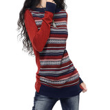 秋冬季纯色个性女装套头圆领条纹针织打底羊毛衫短款羊毛长袖毛衣