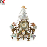 蒂高美居 欧式陶瓷镶铜时钟台钟摆设复古家居客厅装饰座钟摆件