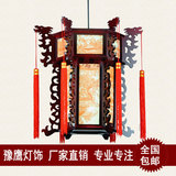 中式仿古宫灯六角木艺雕刻龙头灯笼 古典中国风灯笼餐厅茶楼吊灯