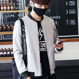 2016韩版时尚男士夹克外套大码青年休闲 字母拉链贴布潮男棒球领