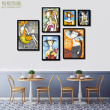 复古抽象画美女酒吧有框画客厅装饰画咖啡馆餐厅壁画挂画人物墙画