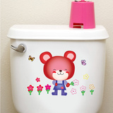 墙贴纸韩式可爱搞笑卡通防水大头熊马桶贴随意贴
