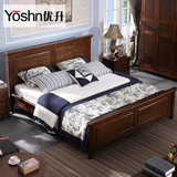 优升美式乡村实木床1.8米双人床1.5米卧室家具白蜡木全实木特价床
