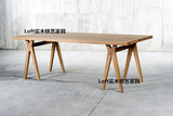 简约loft创意实木餐桌办公桌会议桌洽谈桌北欧书桌电脑桌长桌子