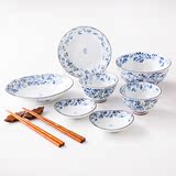 优惠陶趣居日本进口轻量化白瓷釉下彩工艺11件套家用陶瓷餐具套装