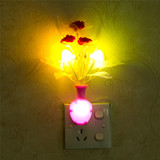 LED蘑菇小夜灯 光控感应插电自控壁灯  七彩花瓣装饰智能婴儿灯