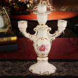 欧式烛台婚庆美式浪漫复古三头中式陶瓷蜡烛台灯奢华包邮块状枝形