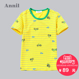 商场同款 安奈儿童装男童T恤夏季儿童圆领短袖条纹打底衫AB521387