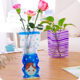 pvc折叠花瓶透明塑料花瓶餐桌客厅插花瓶便携养植物小瓶子养花盆