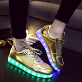 春季USB充电发光鞋男女情侣款鞋子LED灯荧光鞋学生七彩闪光亮灯鞋