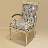 欧式新古典休闲椅沙发椅 实木银箔单人沙发椅雕刻书椅 法式圈椅