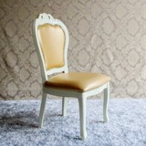 新款欧式餐椅 实木雕花象牙白 皮椅软包椅休闲椅洽谈椅子靠背时尚