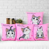 新款卡通可爱动漫情侣起司猫十字绣抱枕卧室客厅沙发起床枕头套件