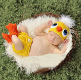 婴儿宝宝毛线影楼拍照衣服小鸡造型百天满月帽子+短裤+鞋子套装
