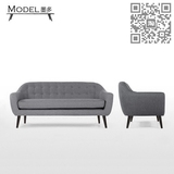 墨多家具北欧宜家设计师简约布艺沙发小户型可拆洗小美式双三人位