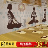 东南亚异国风情泰式佛像少女大型壁画瑜伽休闲养生房餐厅墙纸壁纸