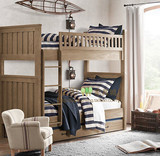 美式乡村实木欧式仿古做旧橡木上下双层儿童床实木床家具定制
