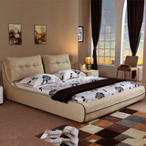 布艺床简约现代1.51.8米小户型布艺床可拆洗北欧宜家美式软包布床
