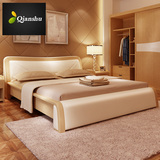 北欧全实木床 白蜡木现代简约卧室环保双人床1.5米1.8真皮软包床