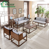 新中式水曲柳全实木三人布艺沙发组合住宅客厅转角可拆洗禅意家具