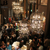 loft复古美式水晶吊灯创意个性餐厅灯具服装店客厅酒吧台鸟笼吊灯