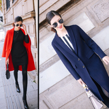 2015冬新款女装红色羊绒大衣外套 高端手工羊毛双面呢大衣中长