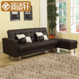 简适轩欧式时尚皮艺沙发床带储物功能单双人折叠实木沙发床JH152