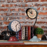 欧式创意客厅书房台灯座钟摆件咖啡厅酒吧台式钟复古时钟软装饰品