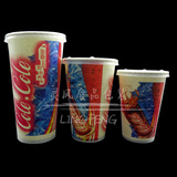 全国包邮可口可乐 加厚一次性可乐纸杯 双P纸杯 可乐杯带盖 100套