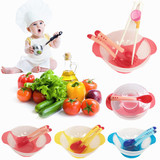 儿童餐具碗勺宝宝学习筷子 吸盘碗婴儿感温软勺硅胶双耳碗筷包邮
